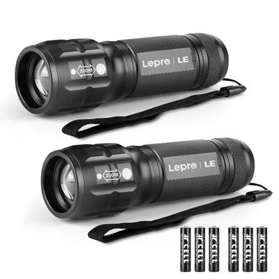 LED Handy Equipped with High Brightness LED Zoom Battery Includes AAA Disaster Power Outage Mountain Night 2 Pack Flashlight, Flashlight, Light, Chip,