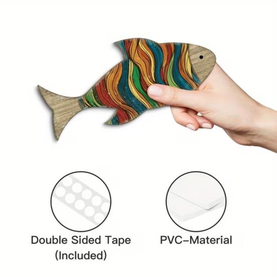 3 Pcs Wooden Tropical Fish Wall Art Coastal Theme Vintage Wall Sculpture Lake House Hanging Ocean Decor for Bedroom Kitchen Nursery Cottage