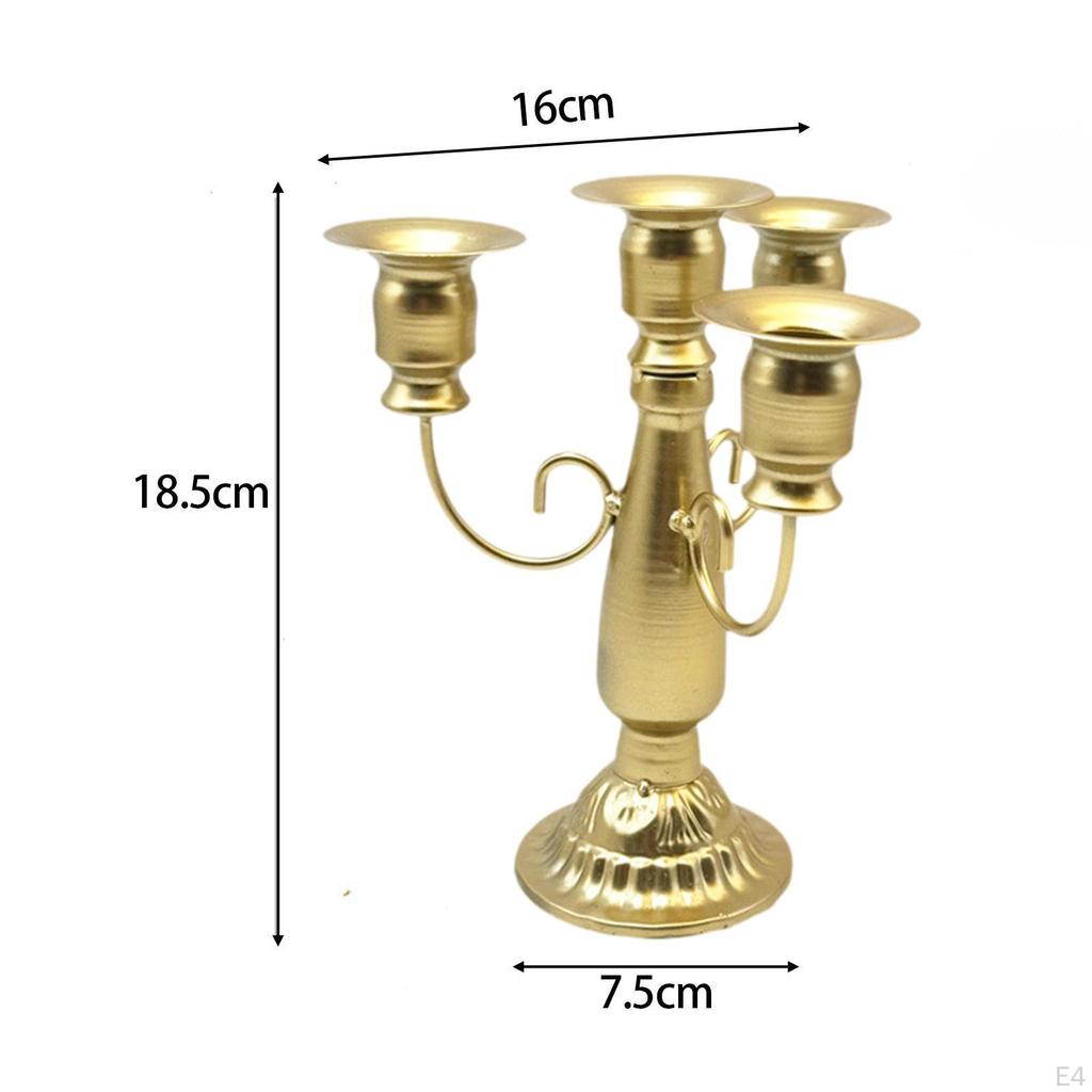 4 Candle Metal Candelabra Candlestick Holder Fine Craftsmanship Taper for Living Room