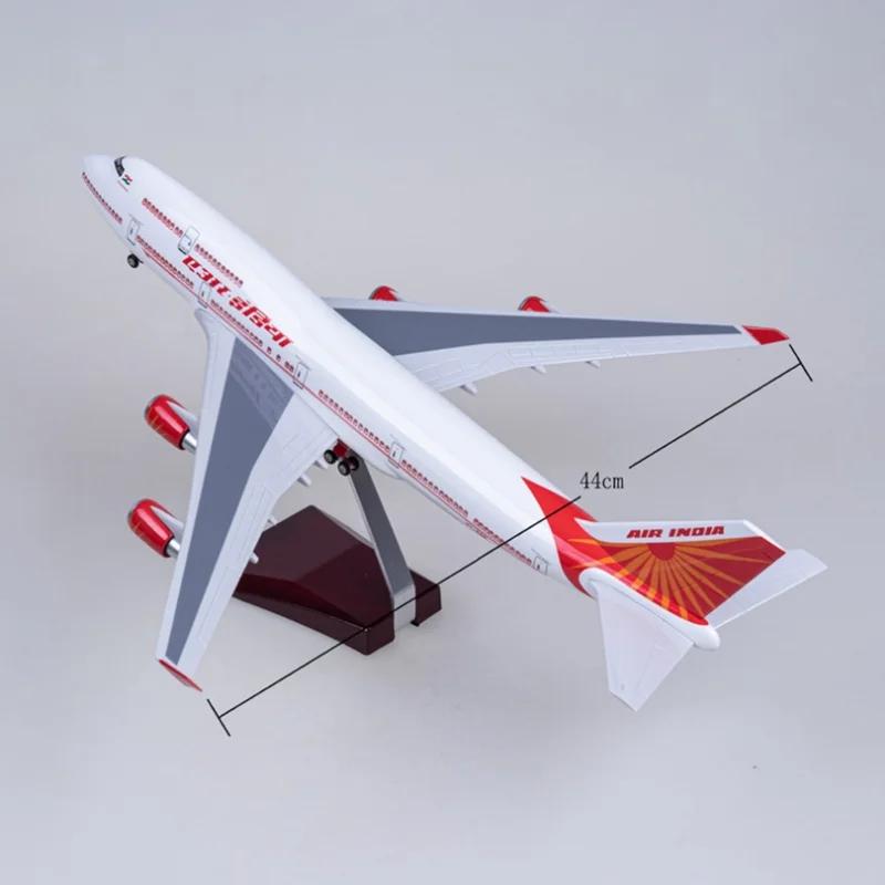 1:150 Scale 47cm 747 Aircraft Model Air India Boeing B747 Aircraft Model Die-Cast Resin Aircraft Decoration with LED Lights