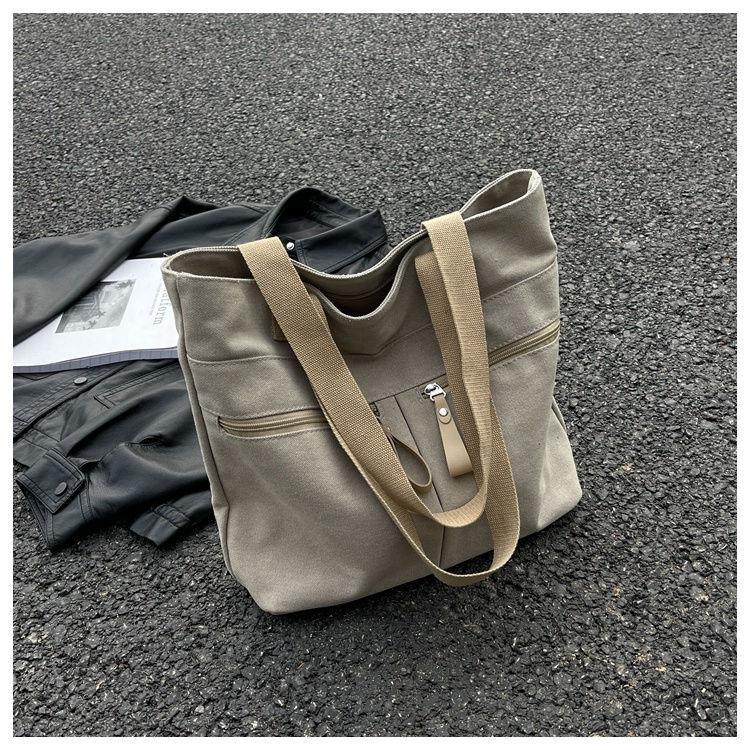 College students take classes, canvas bags, women's new trendy summer casual simple shoulder bags, large-capacity tote bags