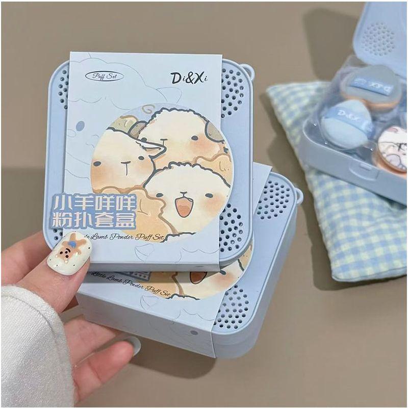 Stapi - Set of 5: Sheep Powder Puff with Case (Various Designs)