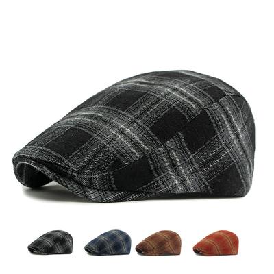 Spring Hat Women's Plaid Cap Retro Beret Men's British Peaked Cap Paintsman's Hat Forward Hat