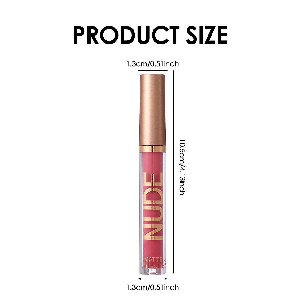 JULYSTAR 10pcs NUDE Matte Liquid Lipstick Set, Long Lasting Waterproof Velvet Lip Gloss, Non-Stick Cup Smudge-Proof Lip Tint