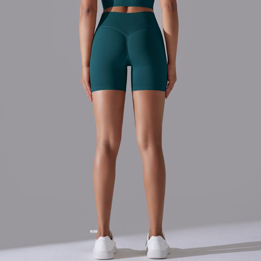 Seamless, Solid-colour, High-waisted, Butt-lifting, Figure-hugging, High-stretch Yoga Shorts for Women – Ideal for Running, Fitness and Sports