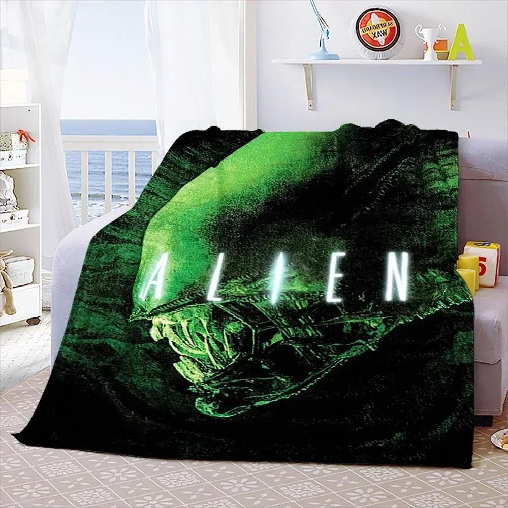 Weiche Überwurfdecke aus dem Film „Aliens“, Weltraummonster, bedruckt, Tagesdecke, Sofa-Couch-Bezüge, Reise-Camping-Decke, Geschenk für Kinder und Erwachsene