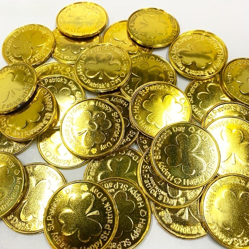 30 Stück Plastik Kleeblatt-Münzen für St. St. Patrick's Day Mit Kleeblättern, Diese Goldenen & Grünen Münzen Kommen mit Kleeblatt