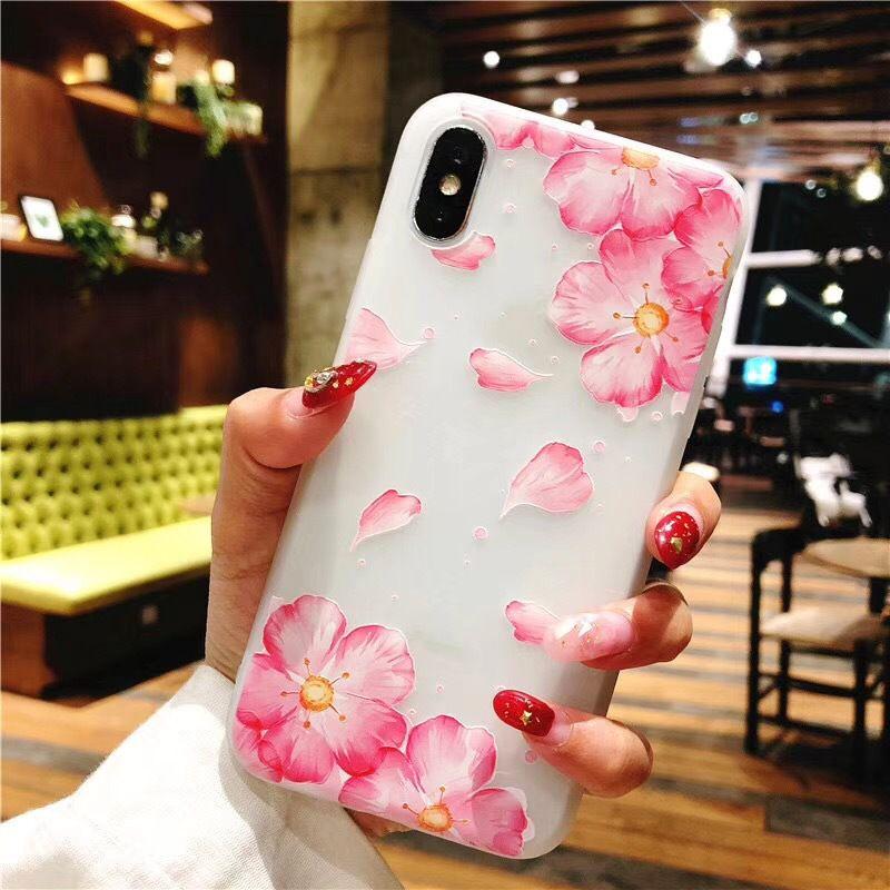 For 8 Iphone 6s 7 Plus Soft Rubber Shockproof Case Flower Transparent Slim Cover