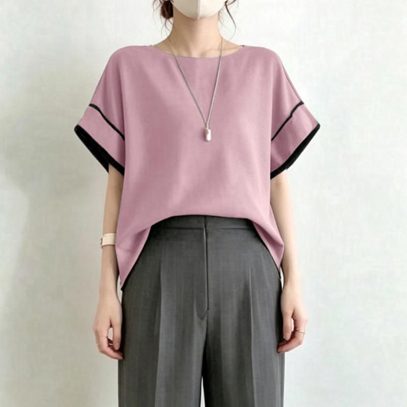 ZANZEA Women Casual Round Neck Loose Summer Short Sleeve Blouse