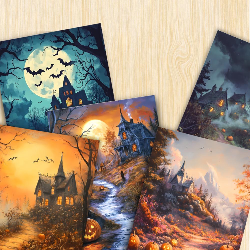 32pcs, watercolor Halloween landscape postcards, scary retro, birthday/anniversary gifts, collectible, giftable, and mailable