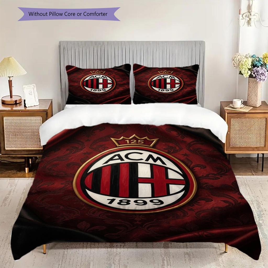 AC Milan Legacy: Passion Field Three-piece set (1 * duvet cover + 2 * pillowcase, without core) Bedding set Duvet cover and pillowcase