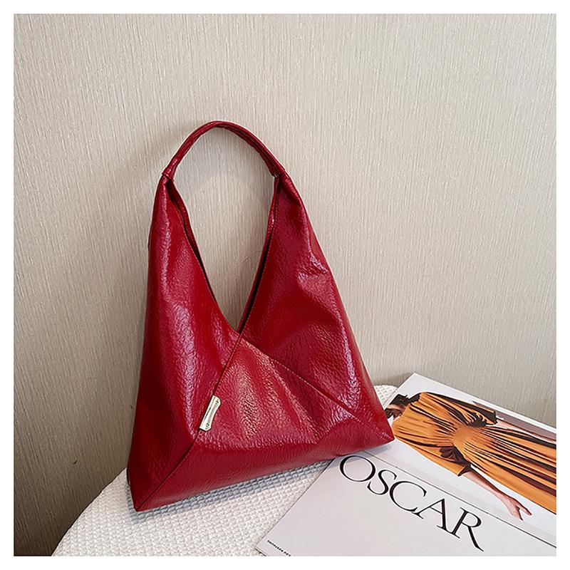 Weiche Leder-Retro-Umhängetasche mit großem Fassungsvermögen, französische Mode, einfache Unterarmtasche, lässige Pendlerhandtasche aus Ölwachsleder für Damen