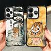 Cartoon Fat Tiger Funny Plating Phone Case For Xiaomi Redmi Note 14 15 Pro Plus 13 12 11 11S 11T 10 9S 9 5G Anti-Fall Airabag Co