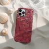 Deep red glass printed pattern phone case suitable for iPhone 17 16 15 14 13 12 11 Pro/Max/Plus anti drop 2-in-1 back cover