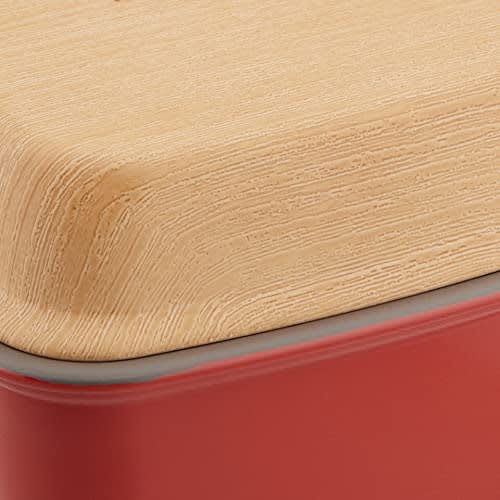 Masakazu Showa matratt Slim Two-Tier Lunch Box, Tall Emalier Lunch, Red, Microwave and Dishwasher Safe, Bottom Tier 460ml/Top Tier 250ml, Suitable for