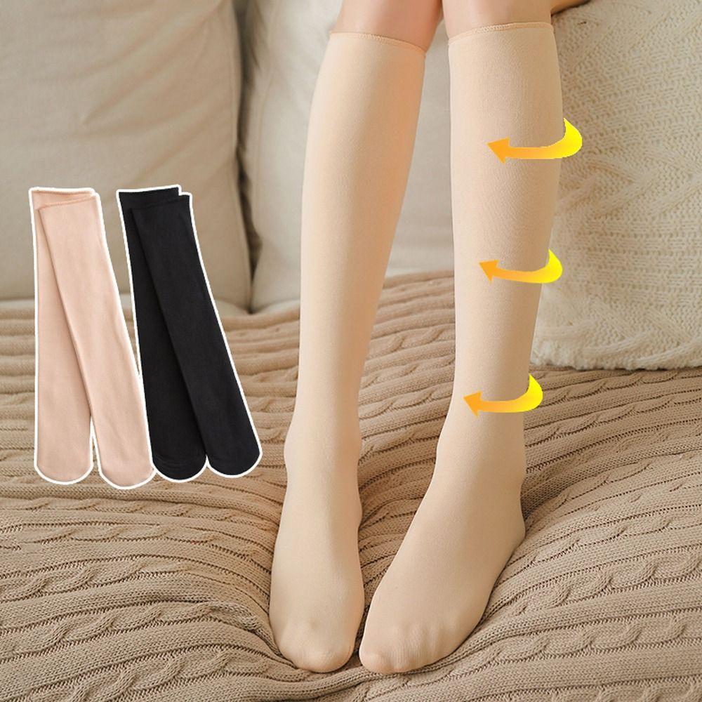 Thickened Home Floor Socks Velvet-lined Women's Hosiery Leg Warmers Mid Tube Socks Free Size