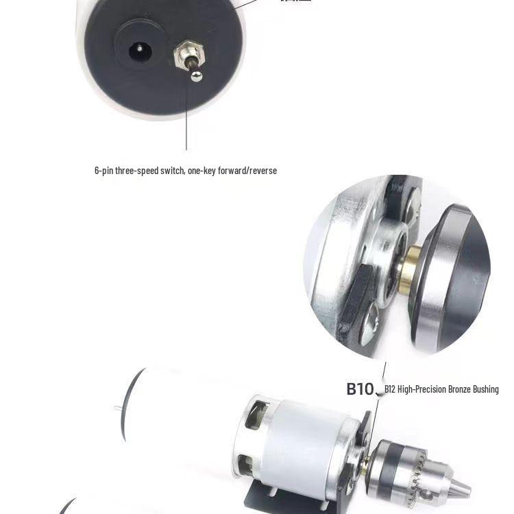 80W Mini Bench Drill & Grinder: Forward/Reverse, High Torque & Speed, Ideal for Drilling, Cutting & Grinding Tasks.