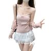 Korean Style Summer Sweet Bow Lace Trim Wool-Blend Knit Camisole Vest