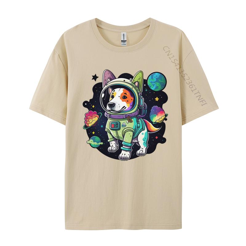 Dog Astronaut In The Cosmos Tshirt Funny T Shirts Cotton Tops Tees For Men T Shirt Blank T Shirt 100 Cotton