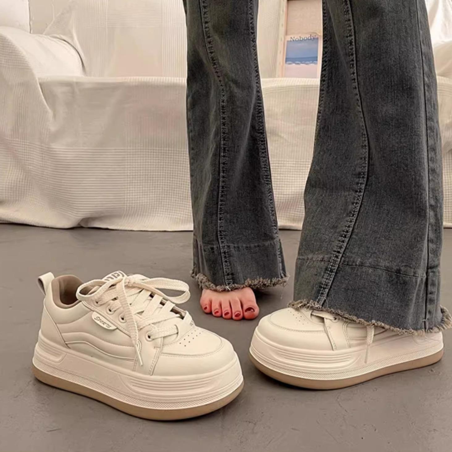Board shoes women s 2026 autumn new round headed casual white shoes women s height increasing shoes 35