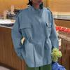 Womens Cotton Turtleneck Coat Long Sleeve Drawstring Waist Mid-Length Casual Elegant Outerwear
