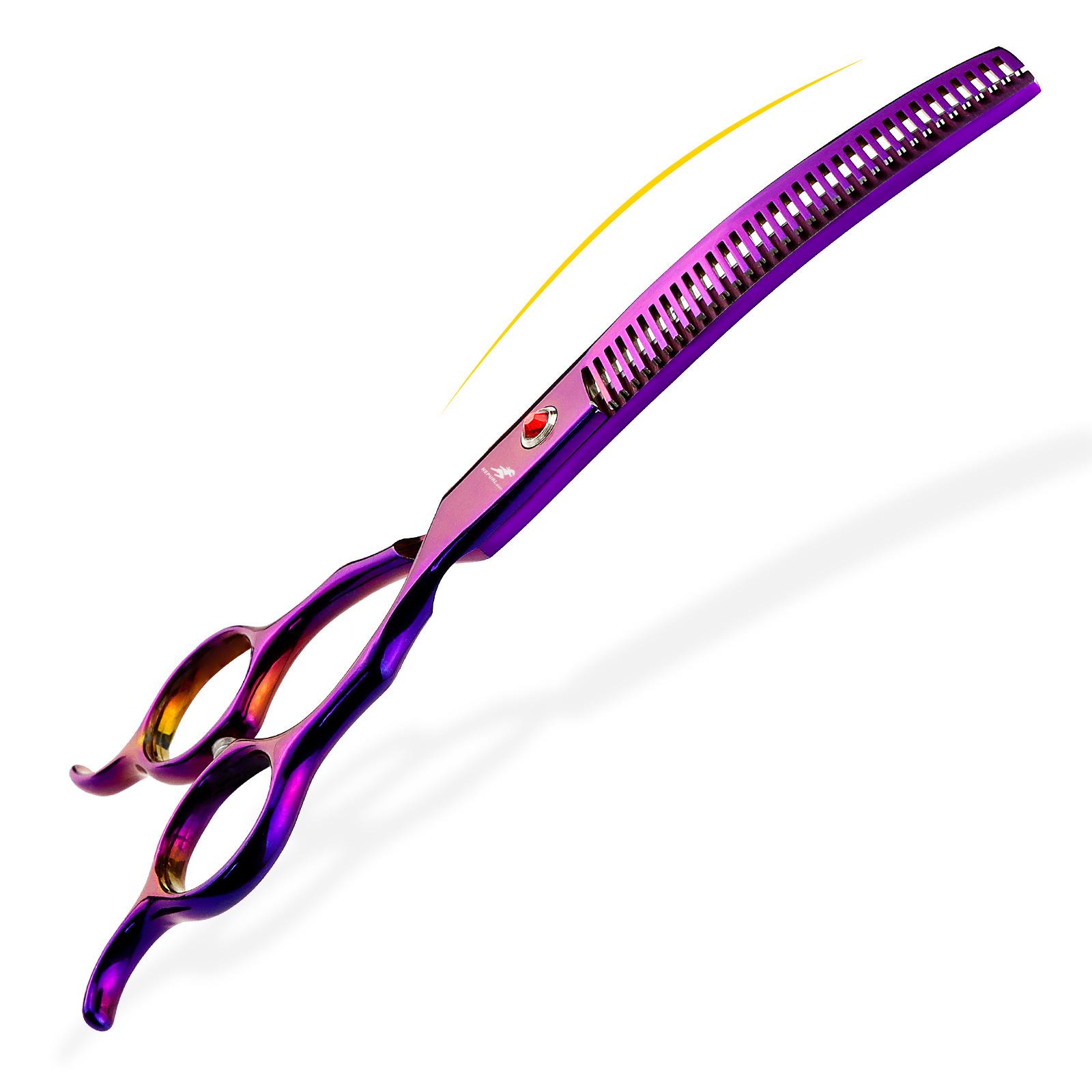 6.5-Inch Purple Pet Thinning Shears, Curved Tooth Grooming Scissors for Household Use