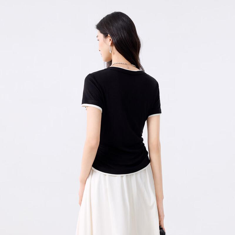 FivePlus Faux Two-piece Bow Print Slim-fit T-shirt