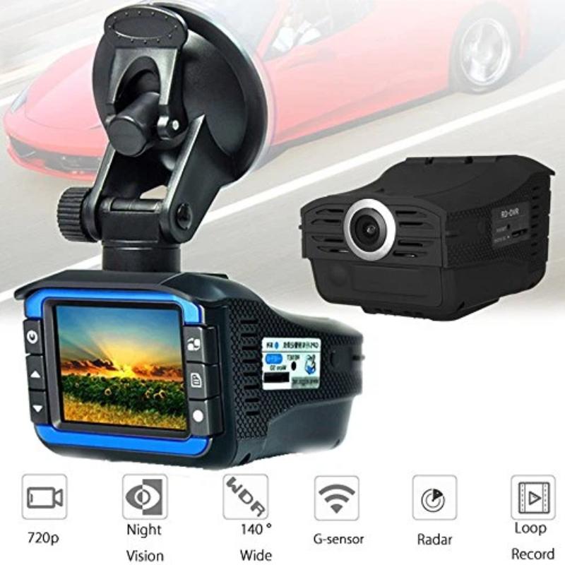 2-in-1 All-in-One Auto Dash Camera Built-in Anti-Laser Speed Radar Alert, Supports 720P High Definition Video Capture