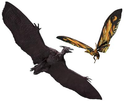 Bandai TAMASHII NATIONS S.H.MonsterArts Godzilla King of the Monsters Mothra 2019 and Rodan Action Figure Set