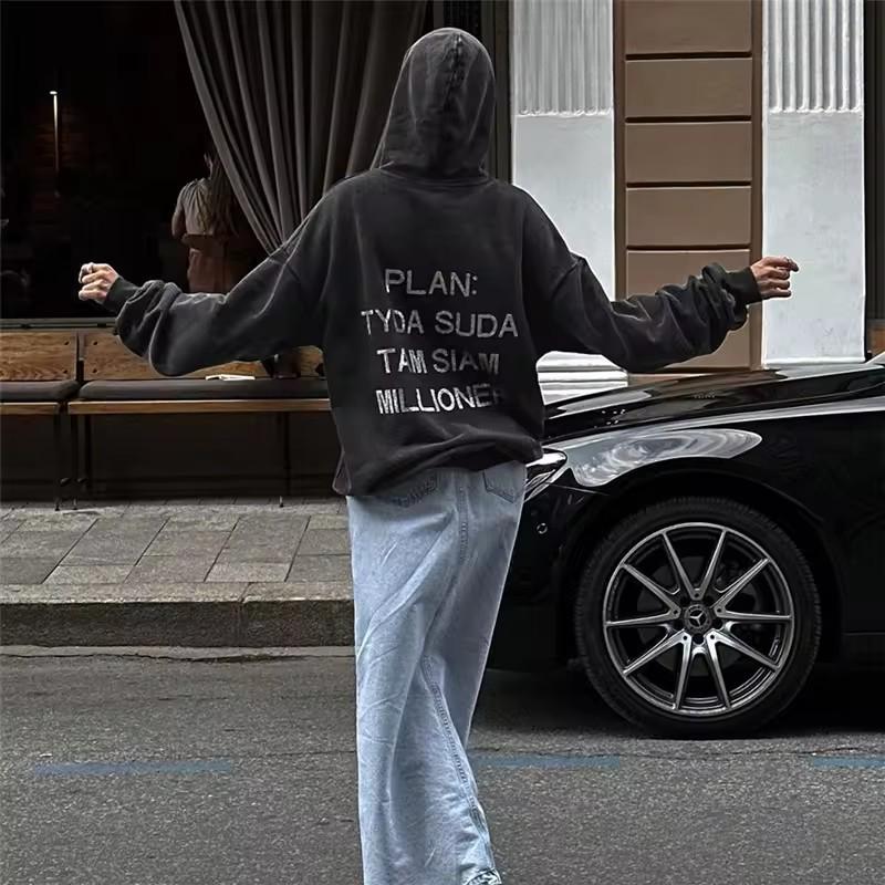 Women's Trendy Drop Shoulder Hooded Sweatshirt Jacket for Spring and Autumn