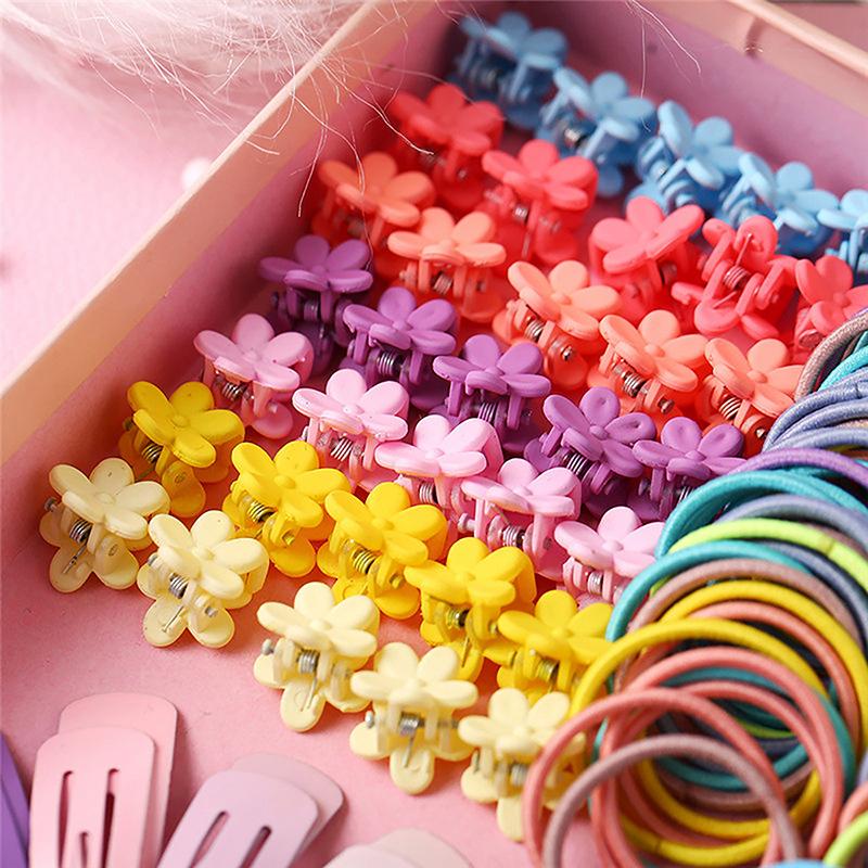 780Pcs Hair Accessories Set For Girls Hair Clip Set Elastic Rubber Bands Flower Hair Clip Metal Snap Hair Clips For Girls Gift