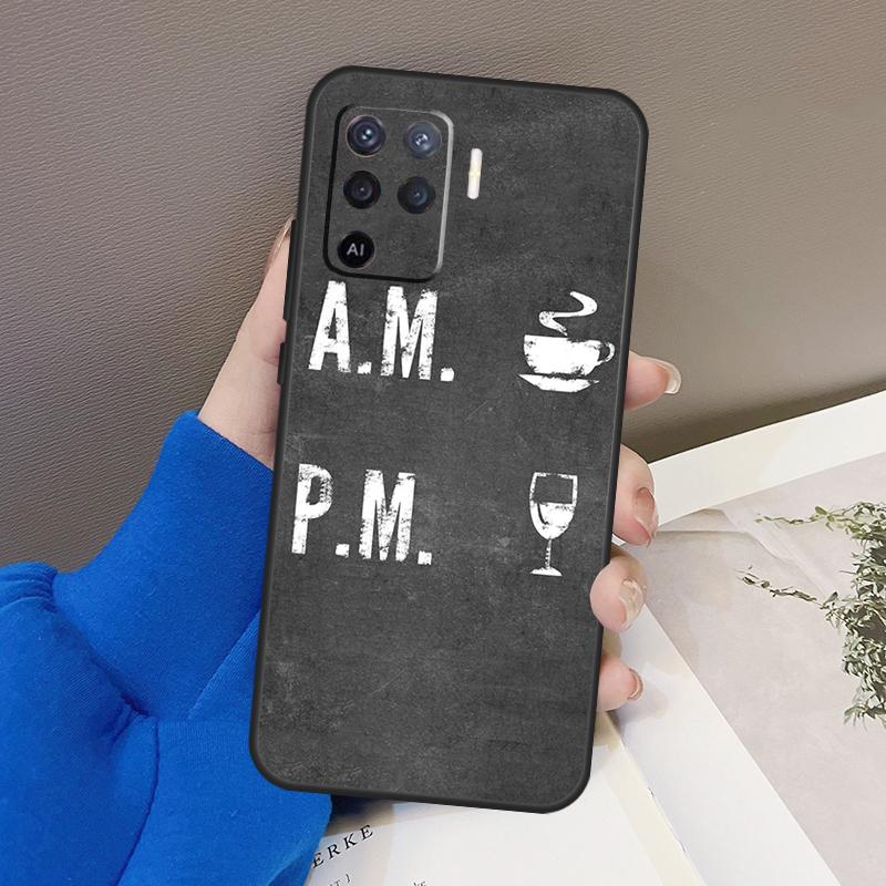 Coffee Wine Cup Case For Oppo A94 A74 A54 A80 A60 A40 A18 A38 A58 A78 A98 A96 A76 A16 A15 A17 A57 A77 A5 Pro