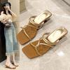 French Thin-band Roman Sandals for Women's Summer 2025 New Fashion Wedge Heel High-heeled Flip-flops for Women To Wear Outside