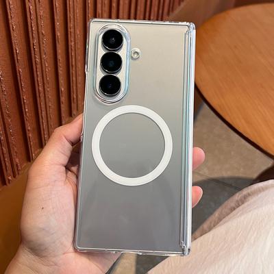 Suitable for Samsung Zfold7 Mobile Phone Case Z Fold6 Magnetic Center Shaft Folding High Transparent Ultra Thin PC Hard Protective Case