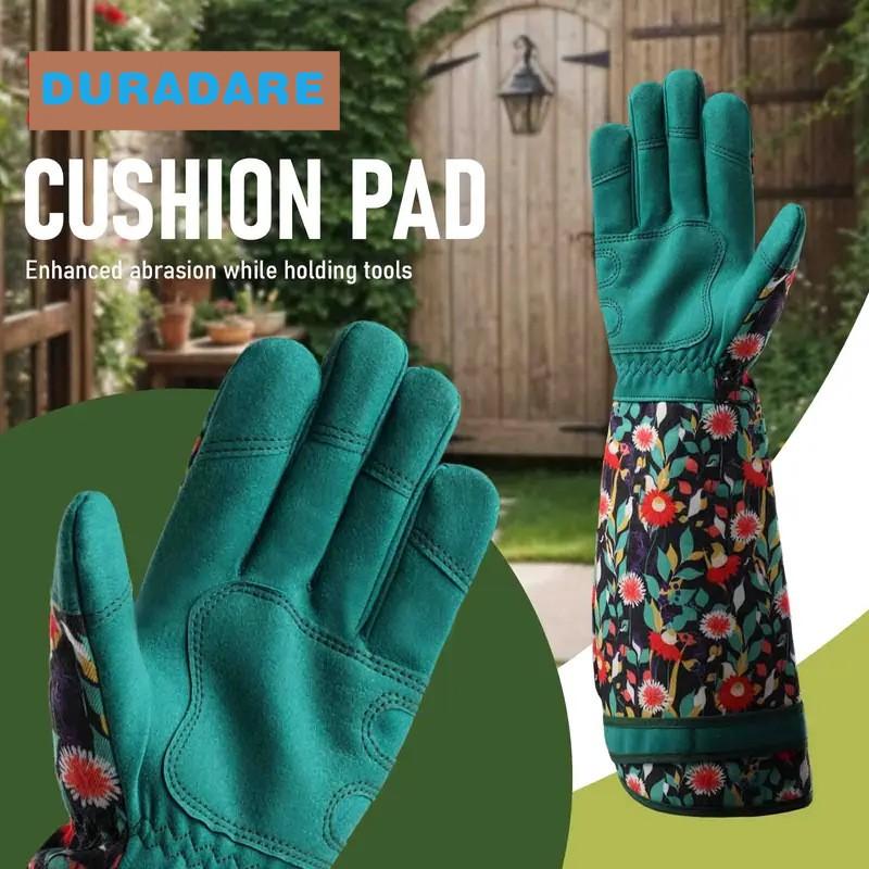 Heavy Duty Gardening Gloves With Leather Palm Spandex Back Puncture Resistant Abrasion Proof Outdoor Work