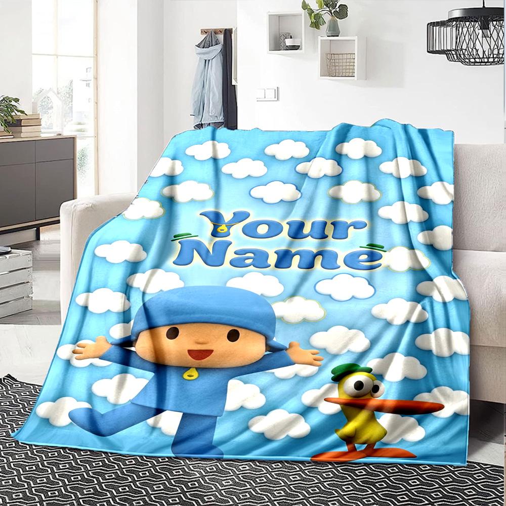 Pocoyo Personalized Name Blanket Cozy Personalized Blanket Comfortable Suitable for Chair Home Decor Picnics Sofa All-Season Use