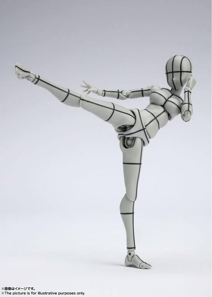 TAMASHII NATIONS S.H.Figuarts Body-chan - Kentaro Yabuki - Wireframe (Gray Color Ver.) Approx. 135mm PVC & ABS Movable Figure