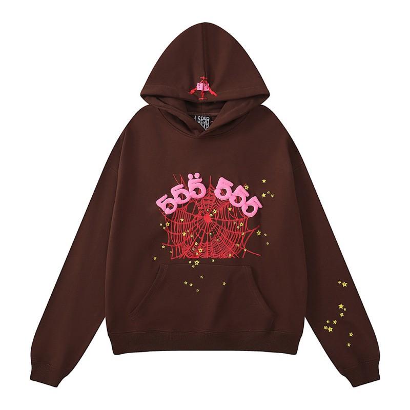 Sp5der Hoodie Unisex Oversized Cotton Pullover With Foil Letter Print Fall Casual Streetwear