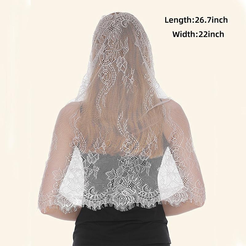 Fashion Lace Veil Scarf Headcloth Wedding Prayer Veil Shawls For Women Headband Ladies Elegant Solid Color Wraps Turban 68*56cm