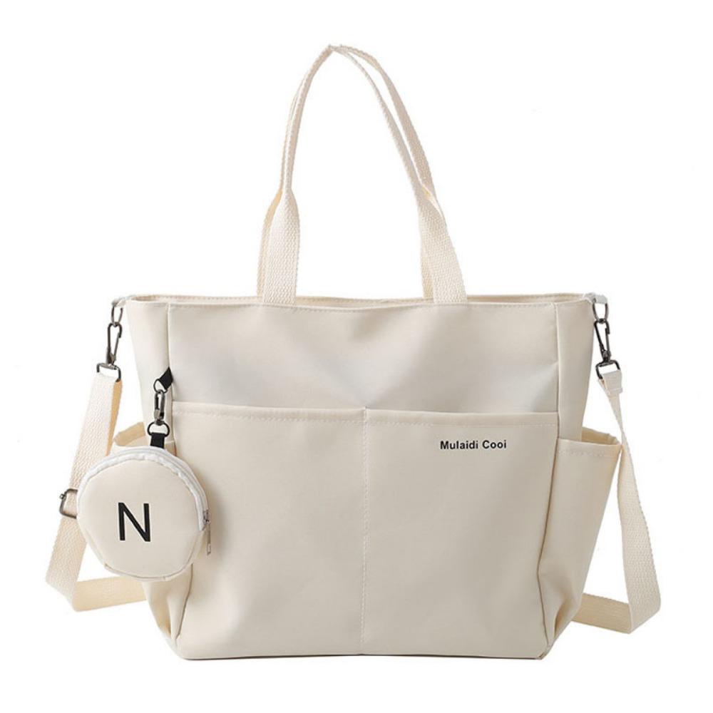 Wear Resistant Crossbody Bag Large Capacity Shoulder Bag Simple Oxford Tote Bag Women бежевый