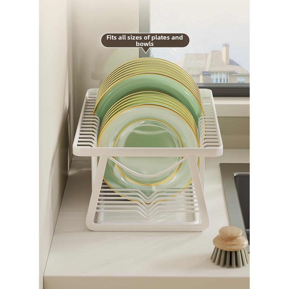 1PC Drainage Rack 33.5*23*14cm White Dish Rack With Tray Kitchen Sink Drainer Storage Organizer For Plates Kitchen Storage Parts