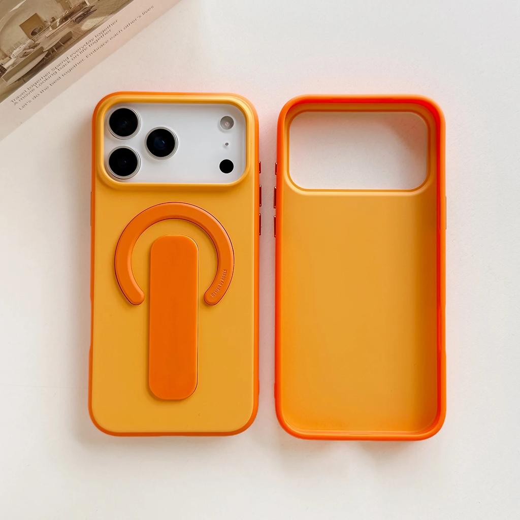 Magnetic Stand Case for For Iphone 17 16 1 14 13 12 Pro Max Cover Soft Matte Ring Holder Mag-safe Shockproof Camera Ai Button Shell