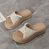 Thick-bottomed heightening cool slippers women's new outer wear in summer 2025 with skirts, small fragrant French rhinestone cool slippers