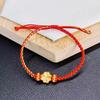 Shuibei 999 Reingold Ping'an Schnalle Armband mit goldenen Glücksperlen - Geflochtenes Handseil Valentinstag Qixi Geschenk