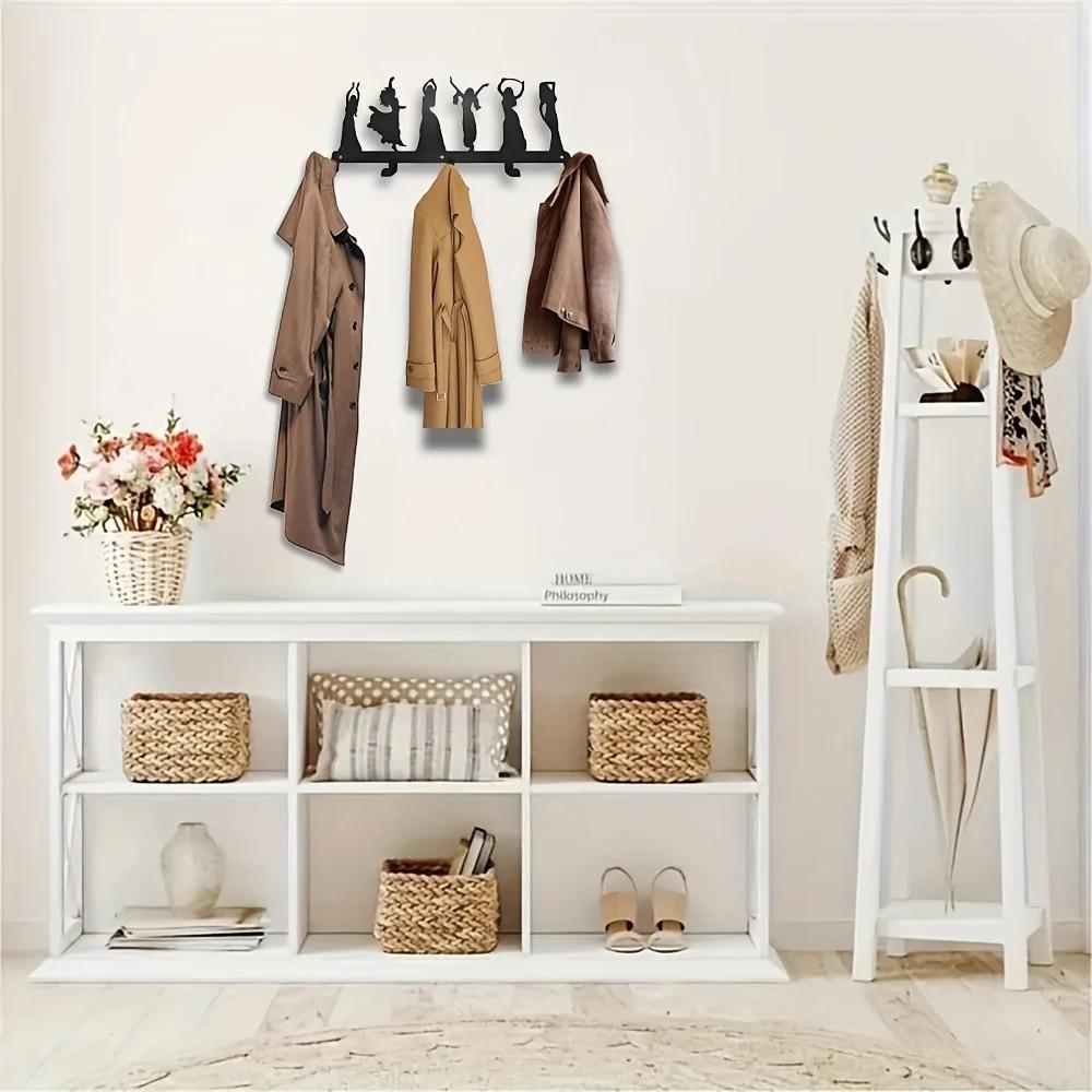 1 Stück Metall Wandhänge-Aufbewahrungsregal – Damen Tanzdesign Kleiderständer für Schlüssel & Hüte