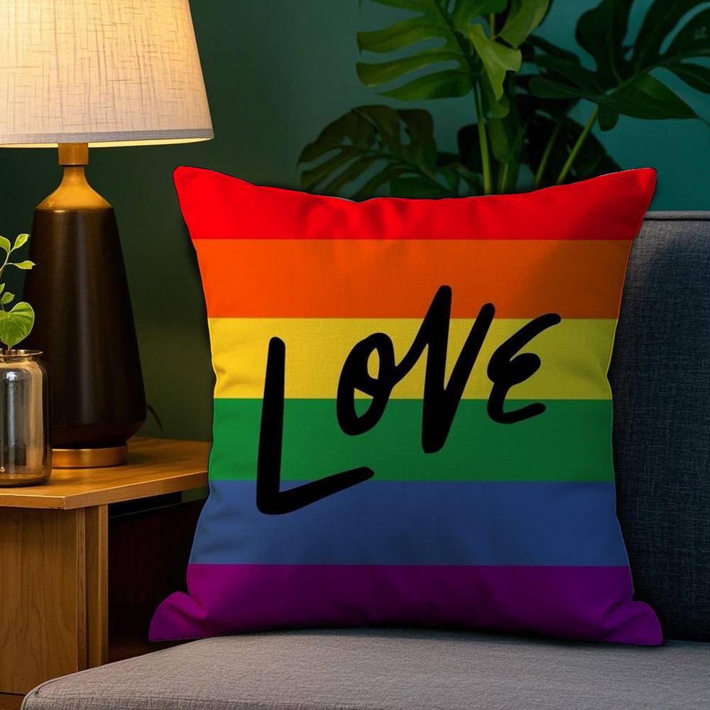 Pillow Case Sofa Living Room Bedroom Double-Sided Printing Homosexual Rainbow Flag Square Cushion Nap Time Pillow Case