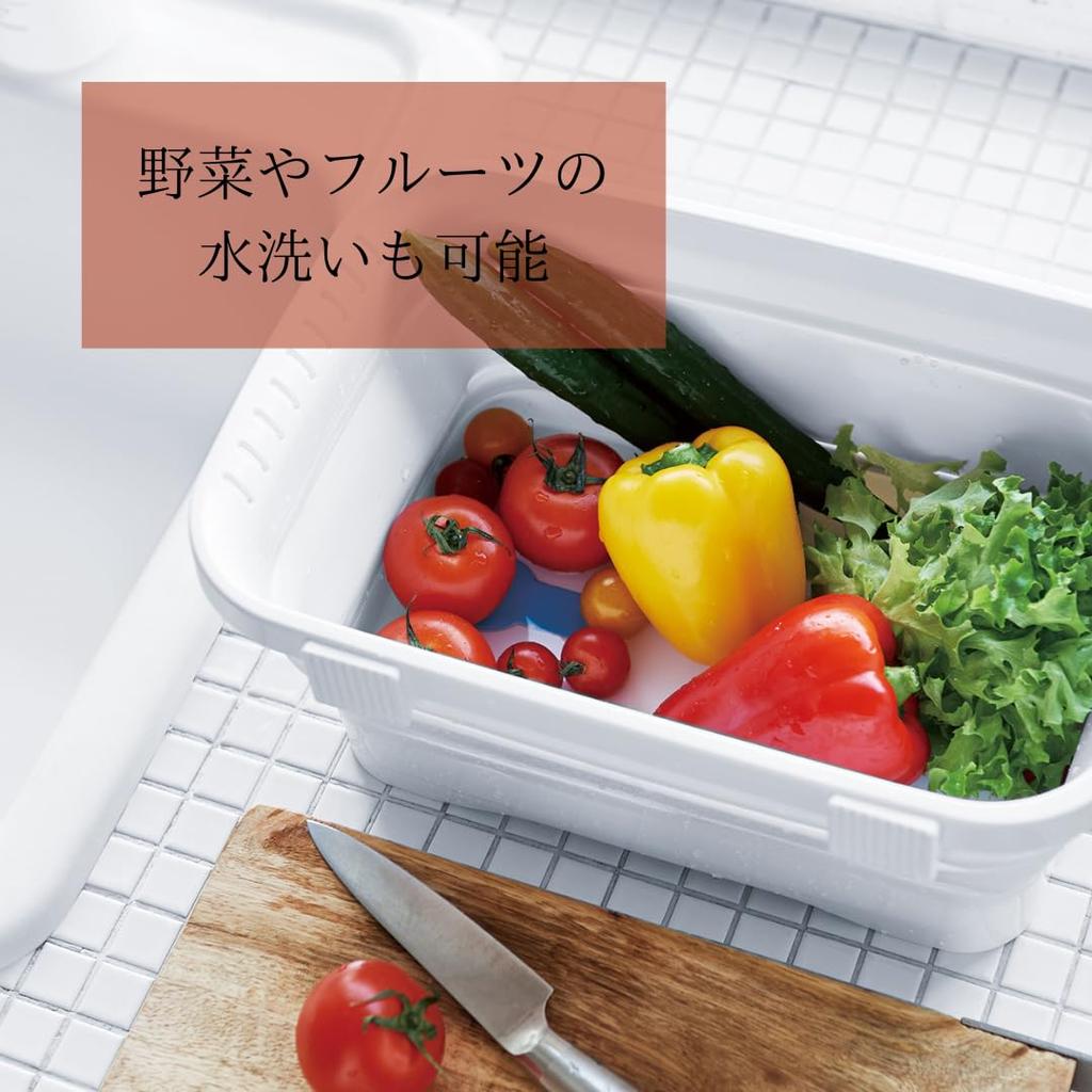 ISETO Kitchen Soft W X D X Made In with Drain Tub, White, 6.6L, 37.8cm 24.0cm 5.2-14.7cm H, Japan, Heat-Resistant (100°C), Foldable, Plug, Hangable,