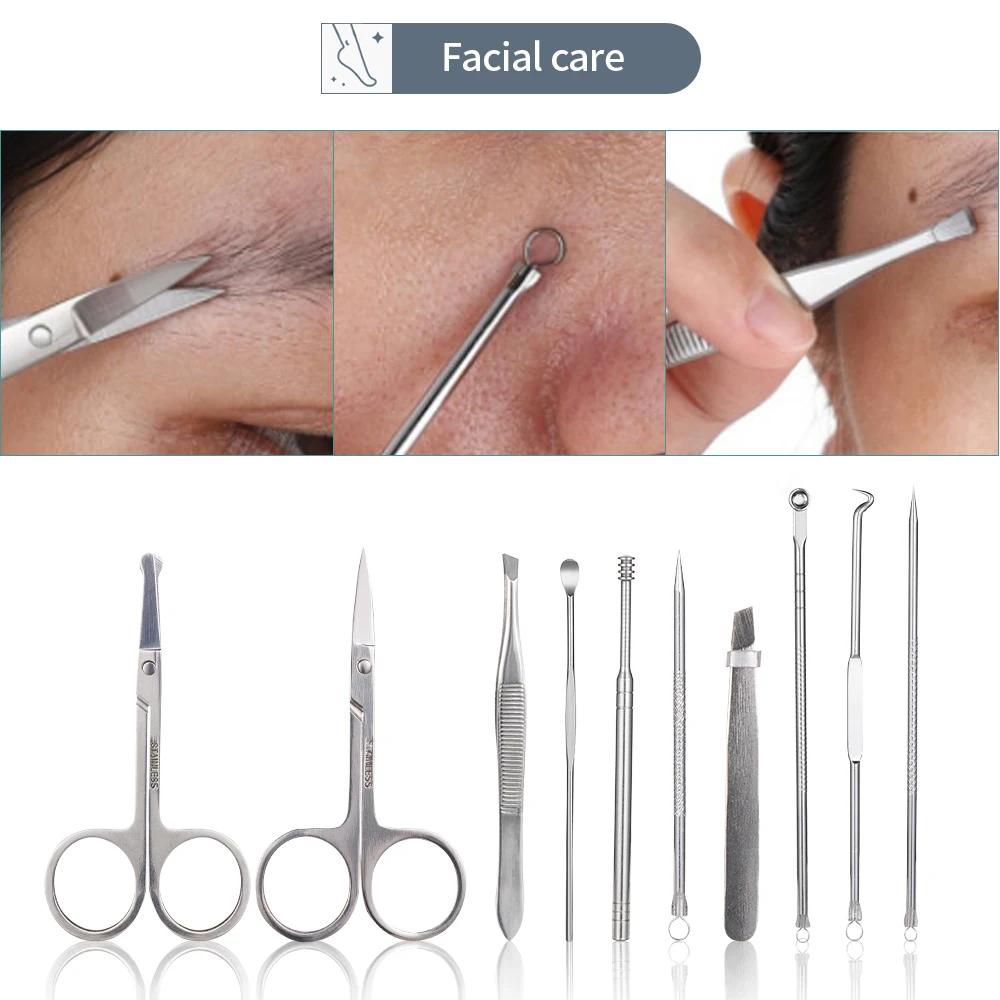 Manicure Set Stainless Steel Nail Clippers Cuticle Nipper Pedicure Care Tool Dead Skin Scissor Cleaning Grooming Nail Tools Kit