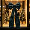 Plaid Xmas Tree Topper Bows 40x160cm Giant Ribbon Bowknot  Festive Home Decor