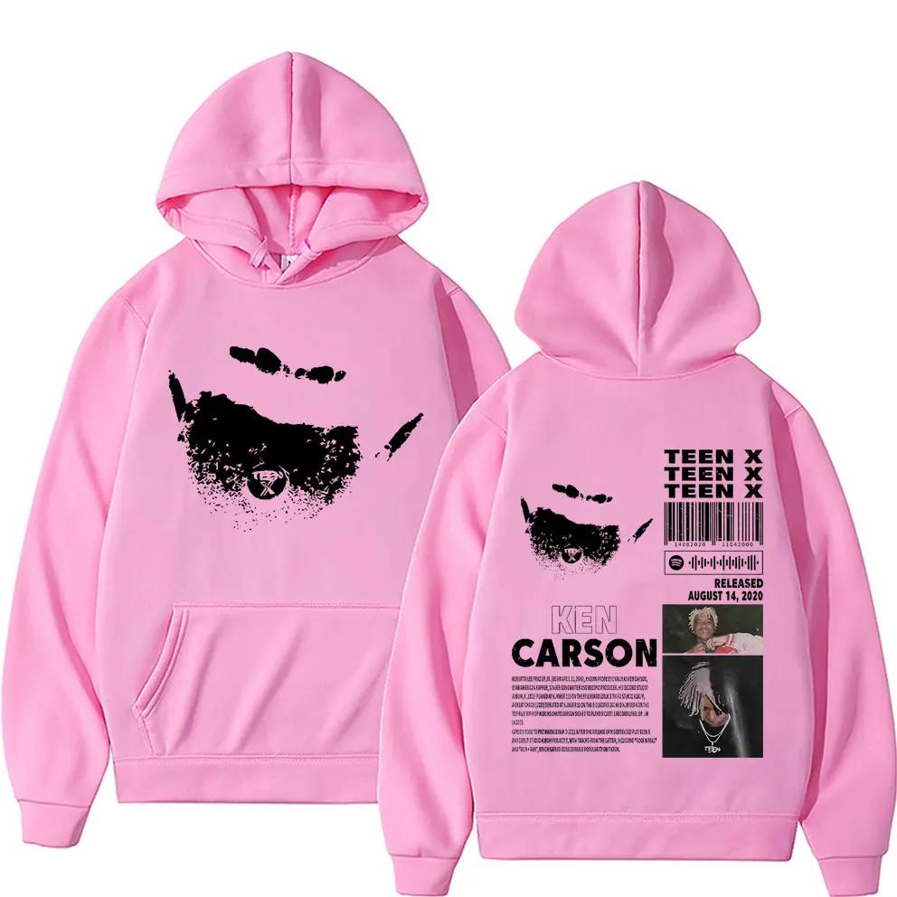 Rapper Ken Carson Teen X Music Album Double Sided Print Hoodie Rap Playboi Carti Opium Sweatshirt Male Hip Hop Oversized Hoodies